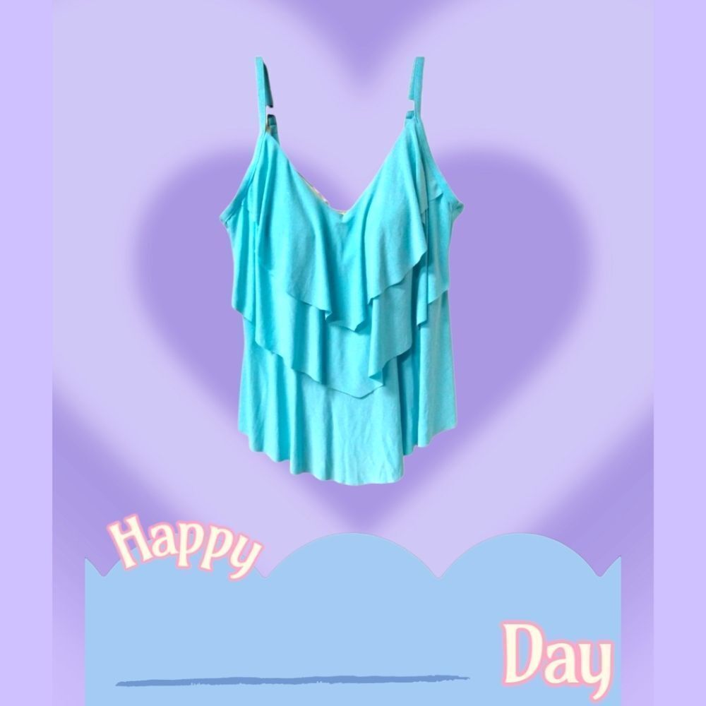 AQUA GREEN Women's Teal Tankini Swim Top.